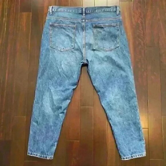 Zara Jeans Slim Fit Ankle Cropped Button Fly Vintage Dark Blue Size 18 - Picture 13 of 15
